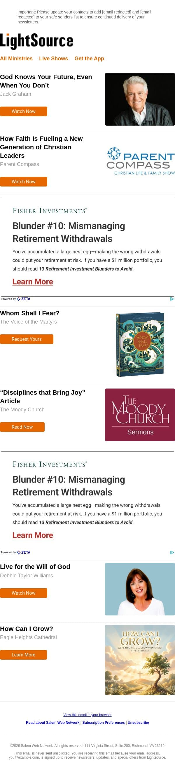 God Knows Your Future, Even When You Don’t email from LightSource.com screenshot