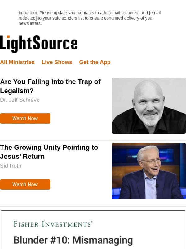 Are You Falling Into the Trap of Legalism? email from LightSource.com