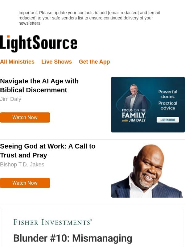 Navigate the AI Age with Biblical Discernment email from LightSource.com