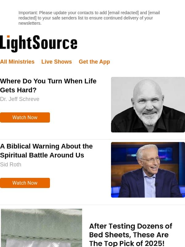Where Do You Turn When Life Gets Hard? email from LightSource.com