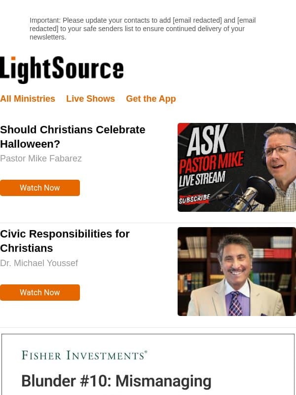 Should Christians Celebrate Halloween? email from LightSource.com