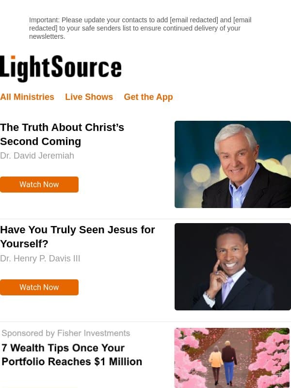 The Truth About Christ’s Second Coming email from LightSource.com
