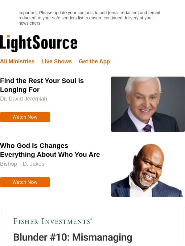 Find the Rest Your Soul Is Longing For email from LightSource.com