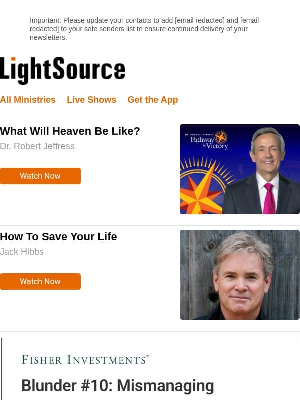 What Will Heaven Be Like? email from LightSource.com