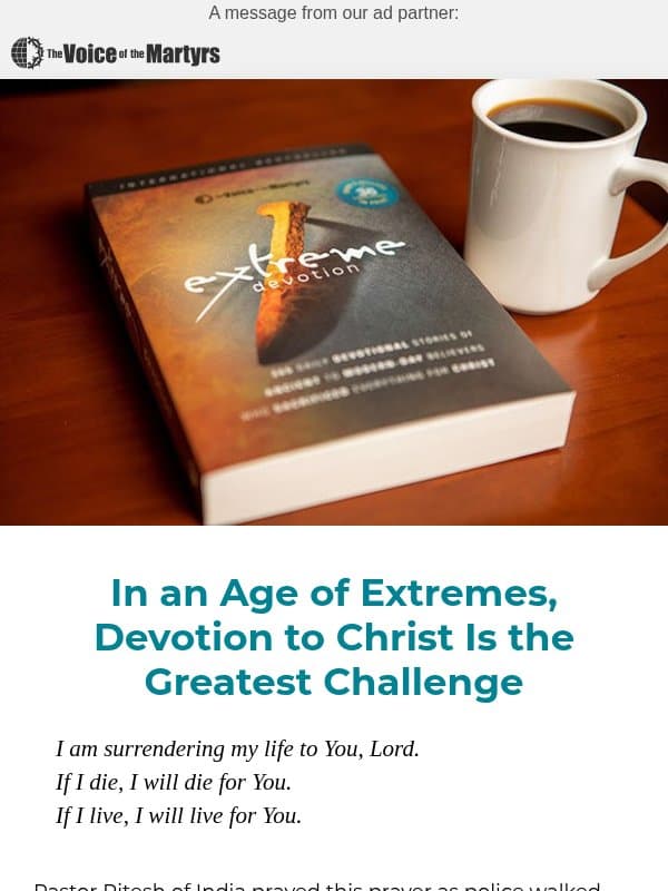 Free Book from VOM: A Devotional for Courageous Faith email from LightSource.com
