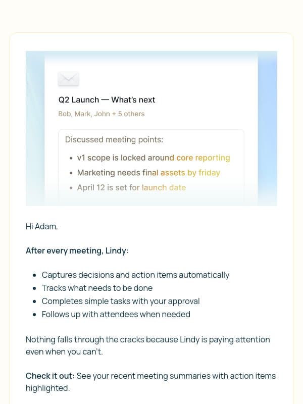 The follow-up you forgot about email from Lindy