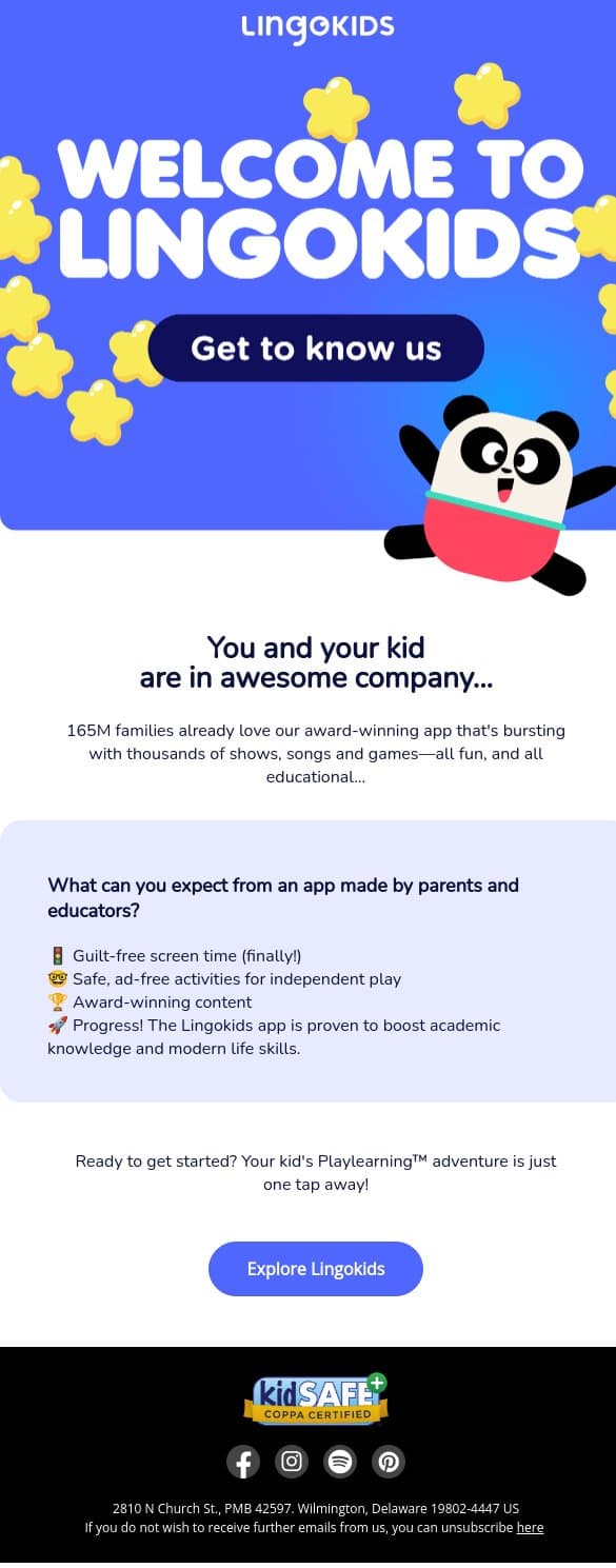 Welcome to Lingokids ๐ email from Lingokids screenshot