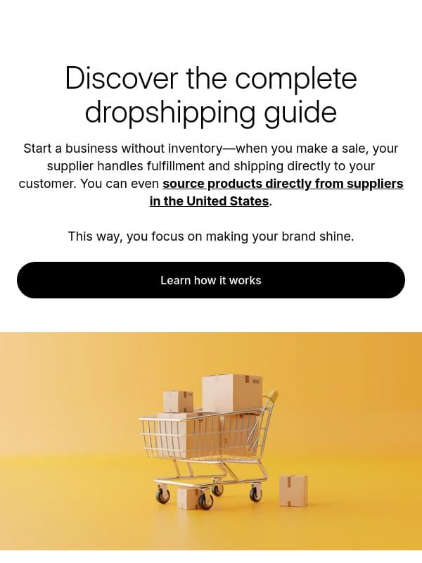 Kickstart your dropshipping business email from LinkPop