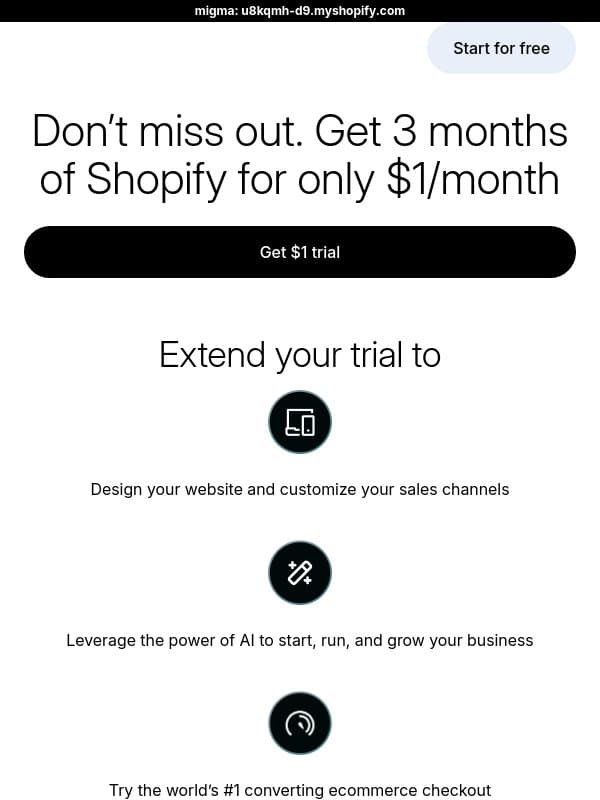 Your $1 trial offer is ending soon email from LinkPop
