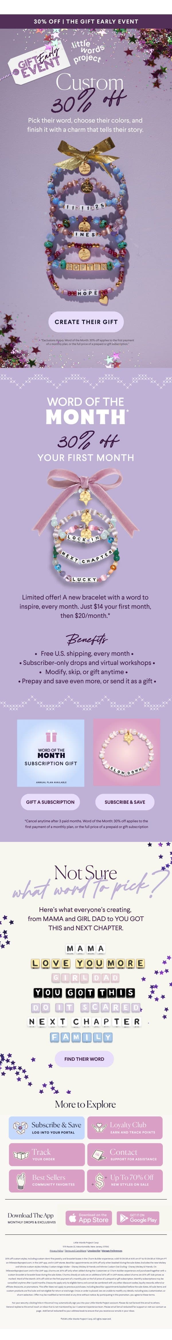 The words everyone’s gifting right now email from Little Words Project screenshot