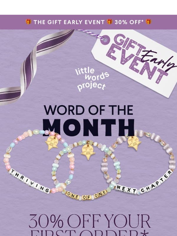 30% off Word of the Month 💜 email from Little Words Project