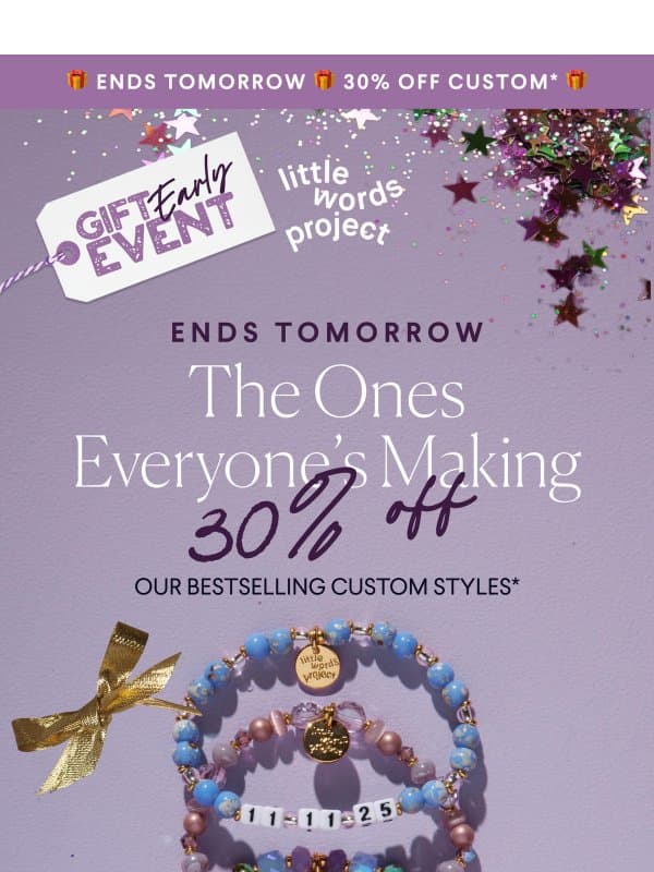 Our bestselling customs are 30% off 🎁 email from Little Words Project