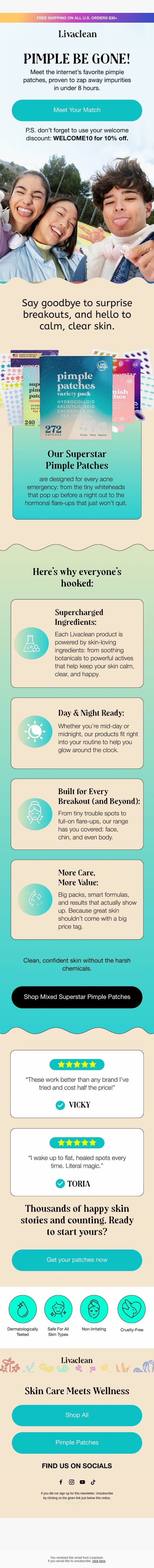 Meet The Internet's Favorite Pimple Patches email from LivaClean screenshot