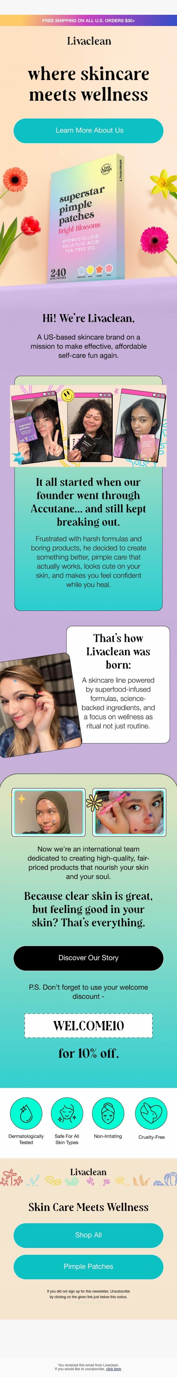 skincare 🤝 wellness email from LivaClean screenshot