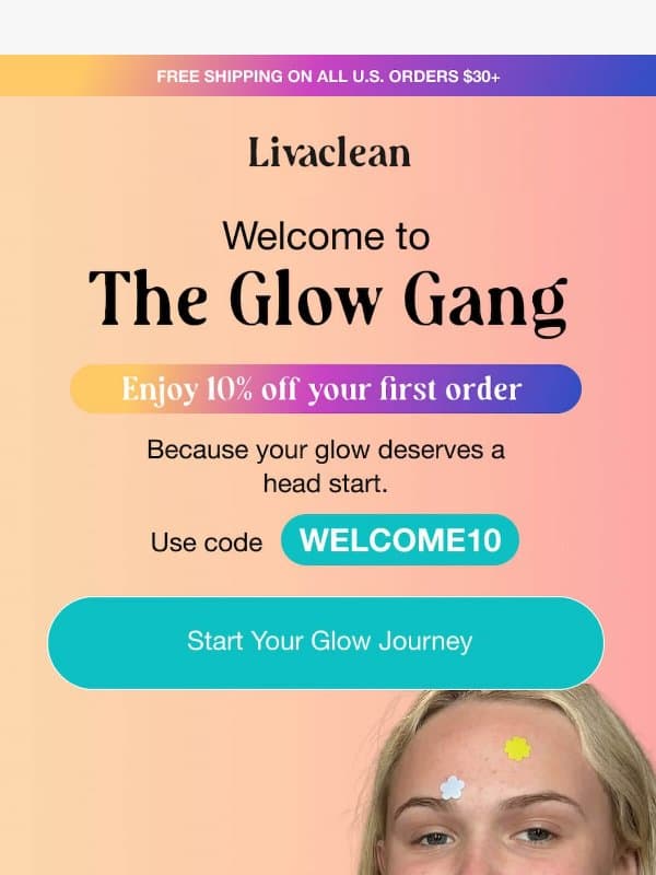 Your clear skin routine starts now email from LivaClean