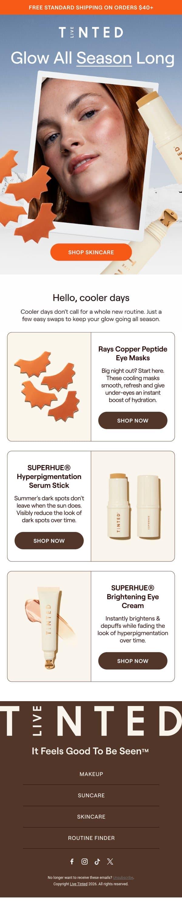 Falling for fall skincare email from Live Tinted screenshot