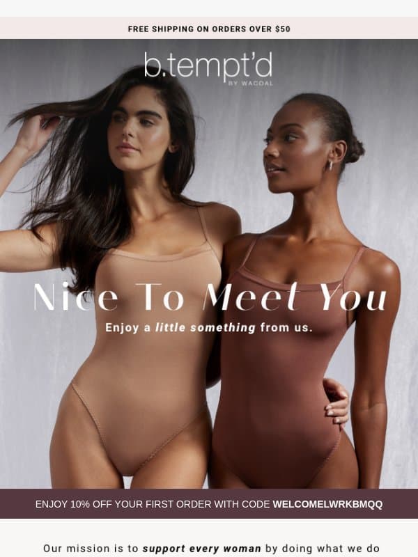 Welcome to b.tempt'd! Your 10% Off Code Is Here email from Lively