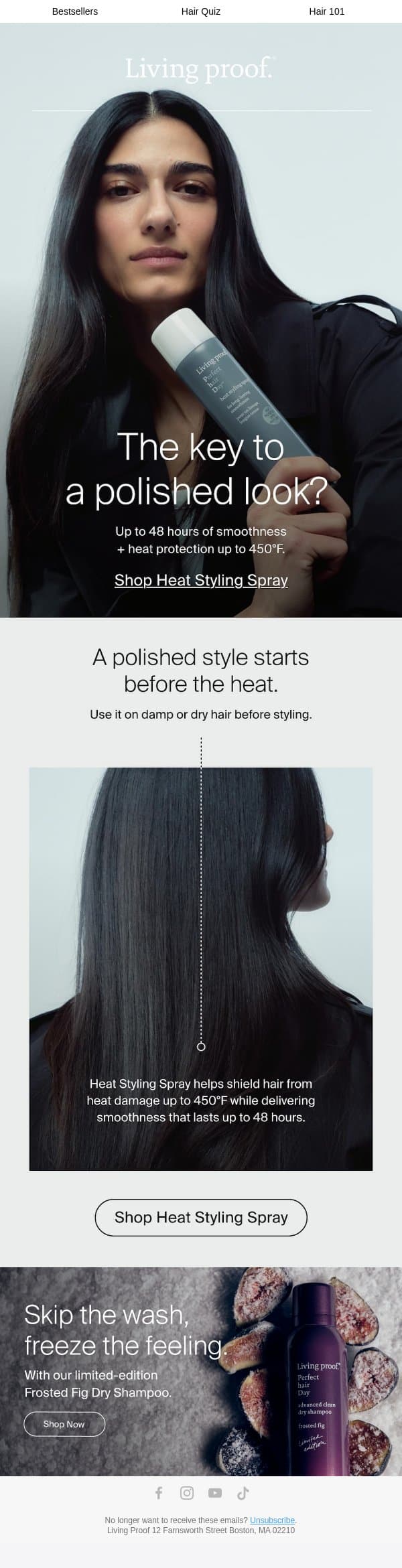 What’s between your hair + 450°F? email from Living Proof screenshot
