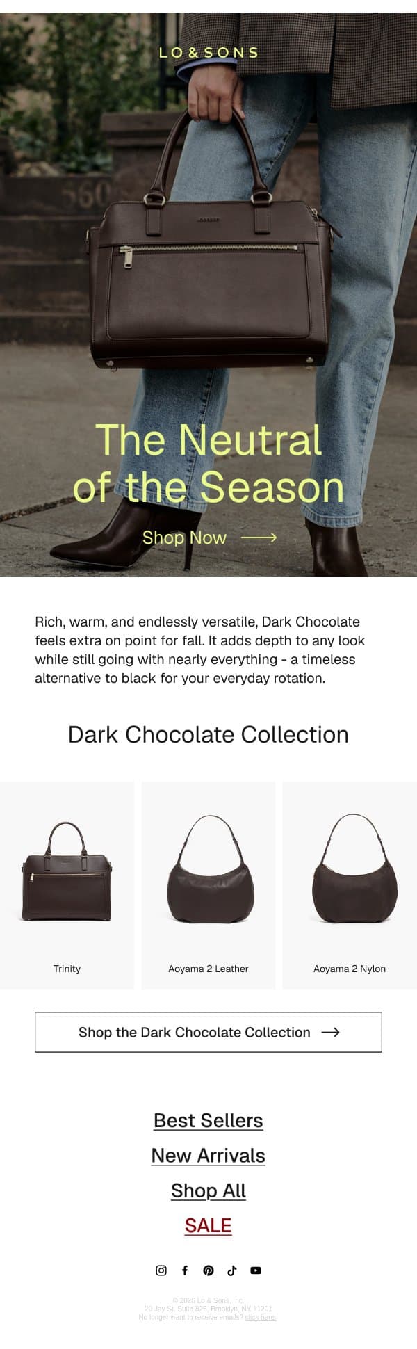 Our New Fall Neutral email from Lo & Sons screenshot