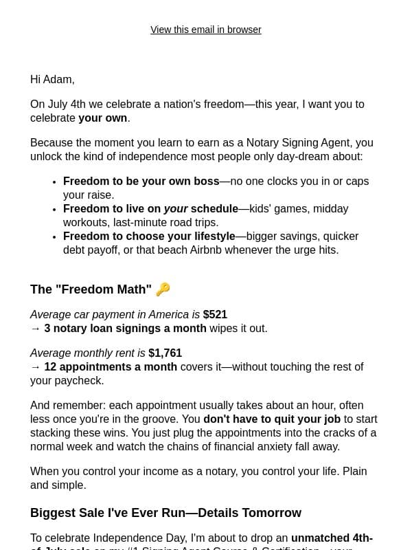 đ This 4th of JulyâLet Your Notary Stamp Set You Free email from Loan Signing System