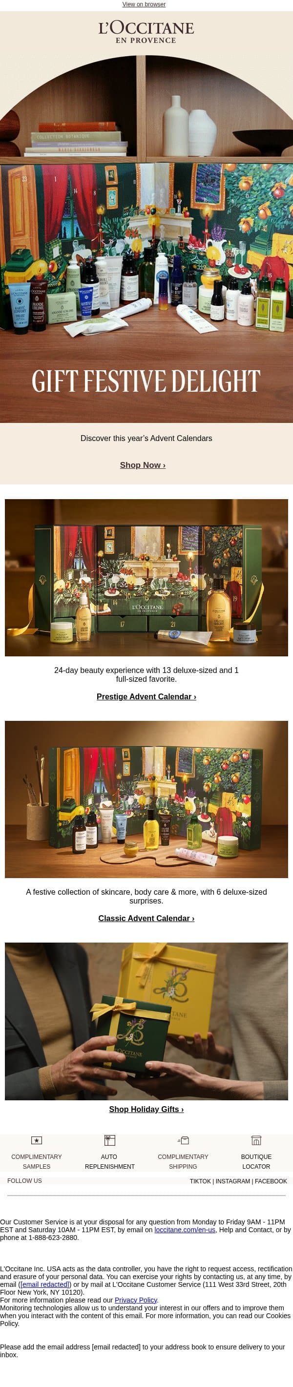 Get Into the Holiday Spirit with L'Occitane email from L'Occitane screenshot