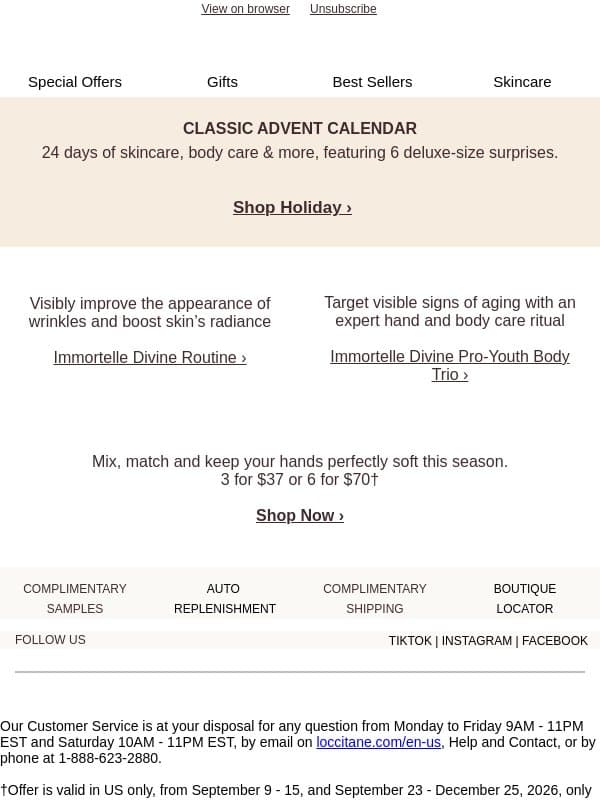 Tis the Season to Get Inspired email from L'Occitane