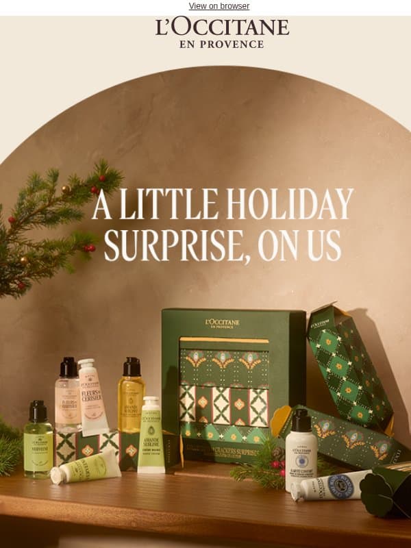 Your Holiday Surprise Awaits email from L'Occitane