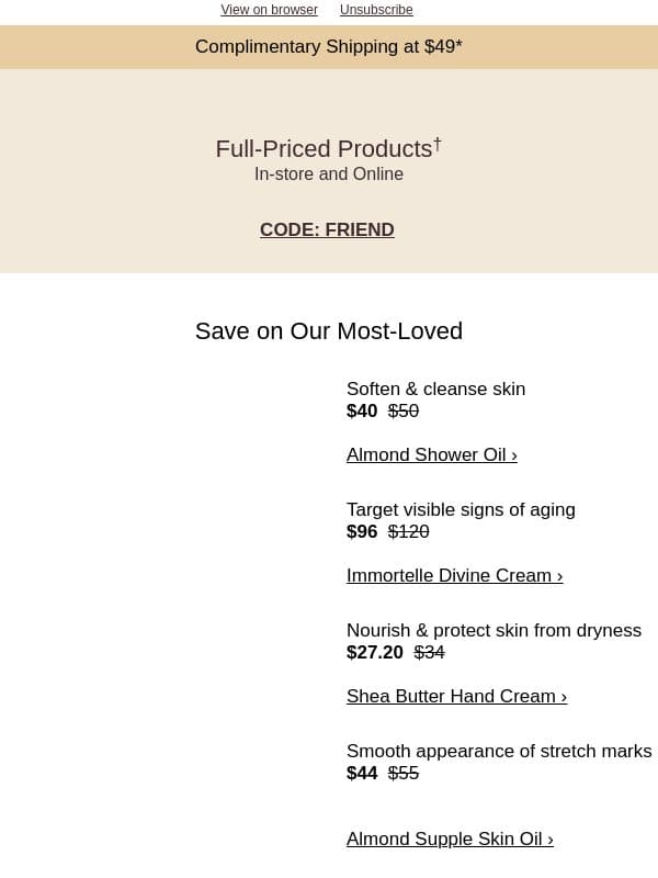 We Appreciate You Here’s 20% Off email from L'Occitane