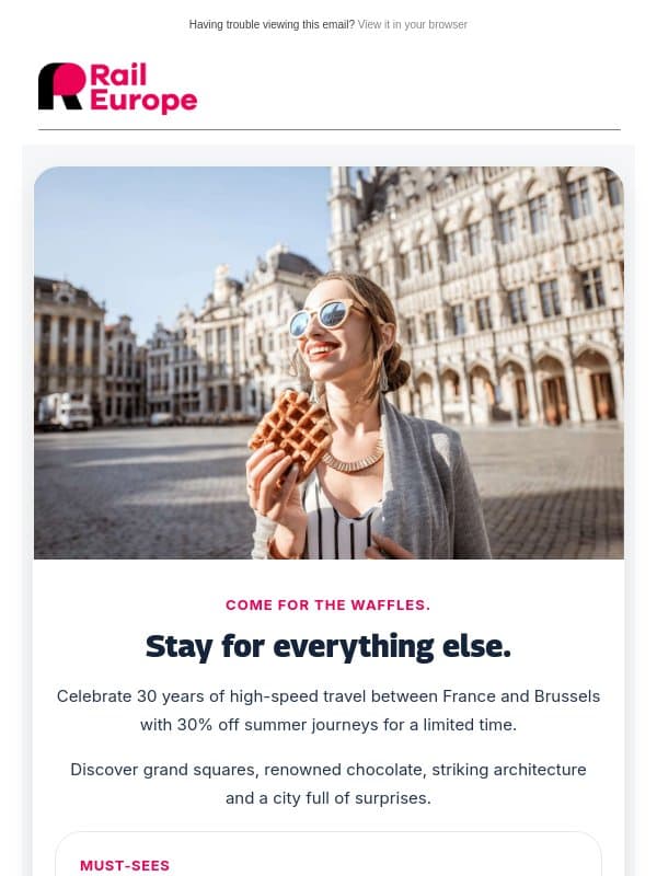 30 years, 30% off France ↔ Brussels. email from Loco2