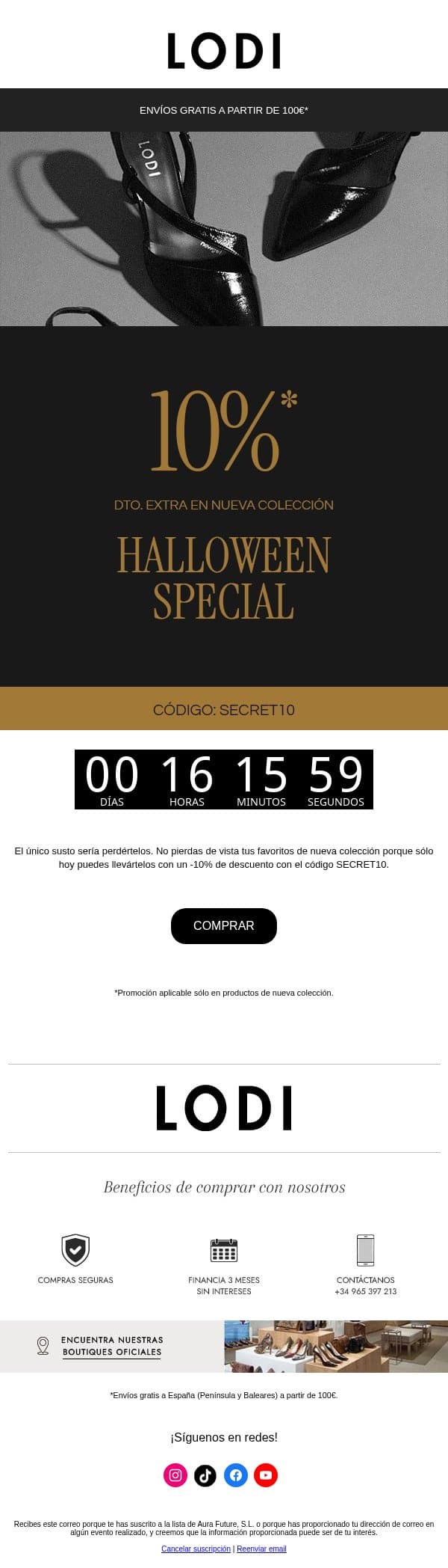 Halloween special: -10% en nueva colección email from Lodi Shoes screenshot
