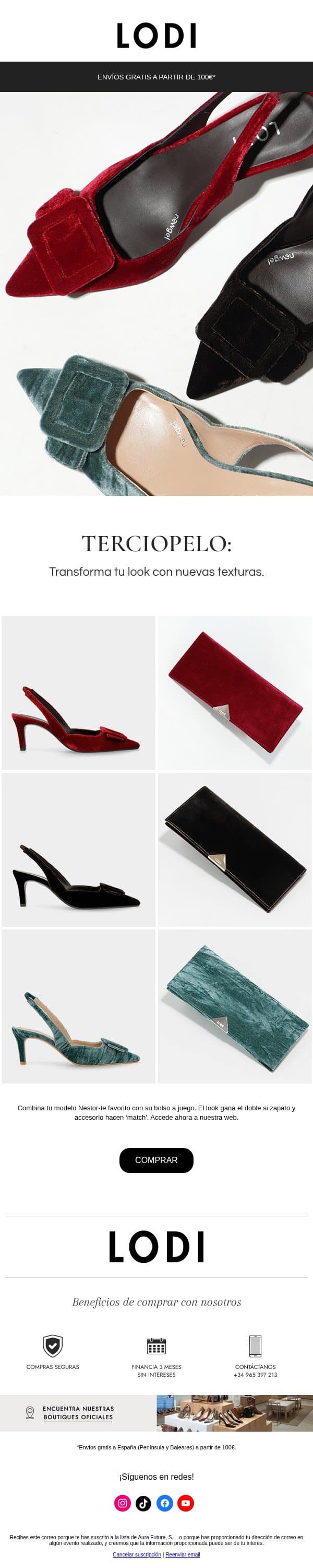 Terciopelo: transforma tu look con nuevas texturas email from Lodi Shoes screenshot