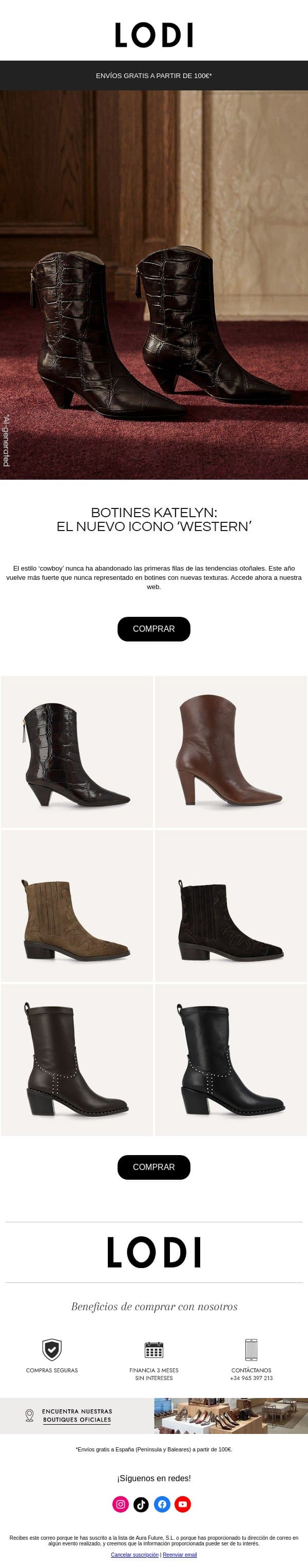 Katelyn: el nuevo icono ‘Western’ email from Lodi Shoes screenshot