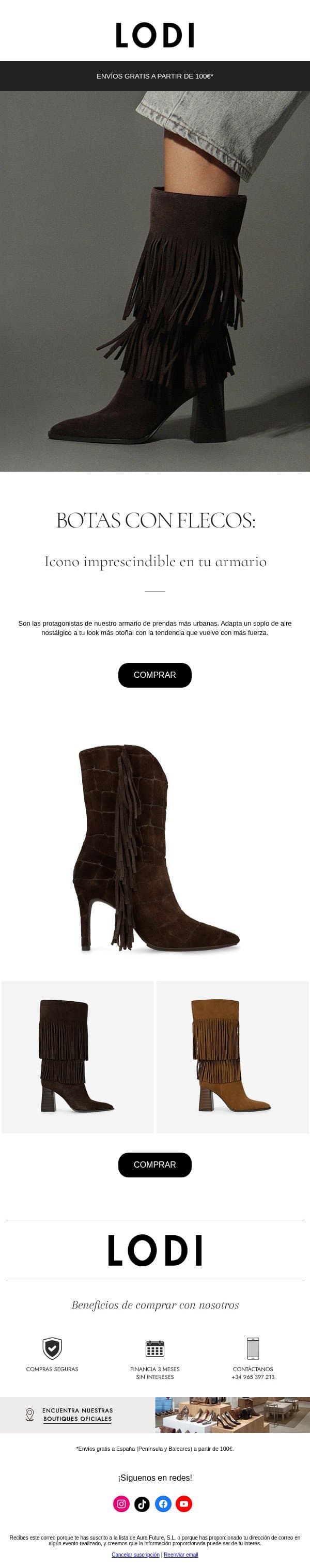 Botas con flecos que no pueden faltar en tu armario email from Lodi Shoes screenshot
