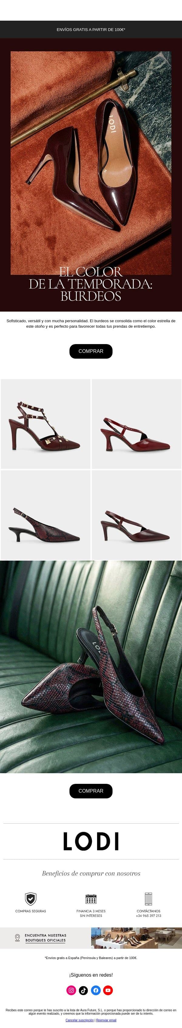 El color de la temporada: burdeos email from Lodi Shoes screenshot