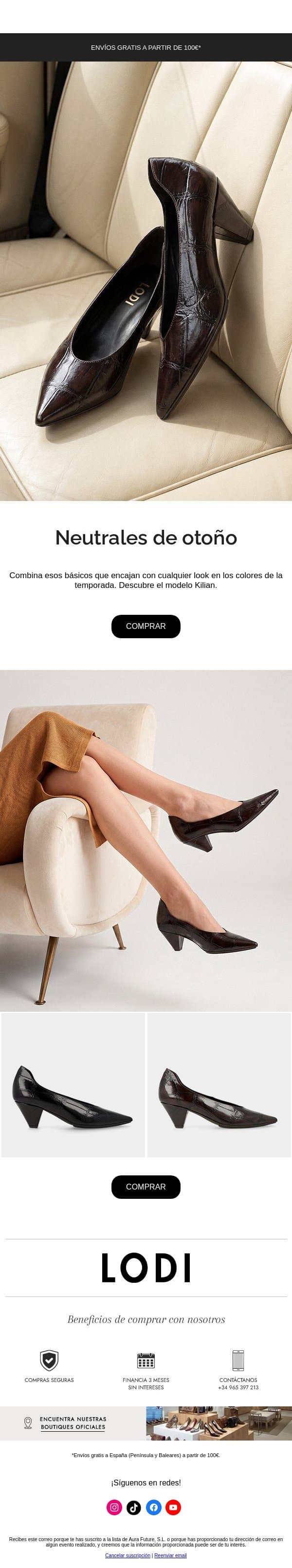 Neutrales de otoño email from Lodi Shoes screenshot