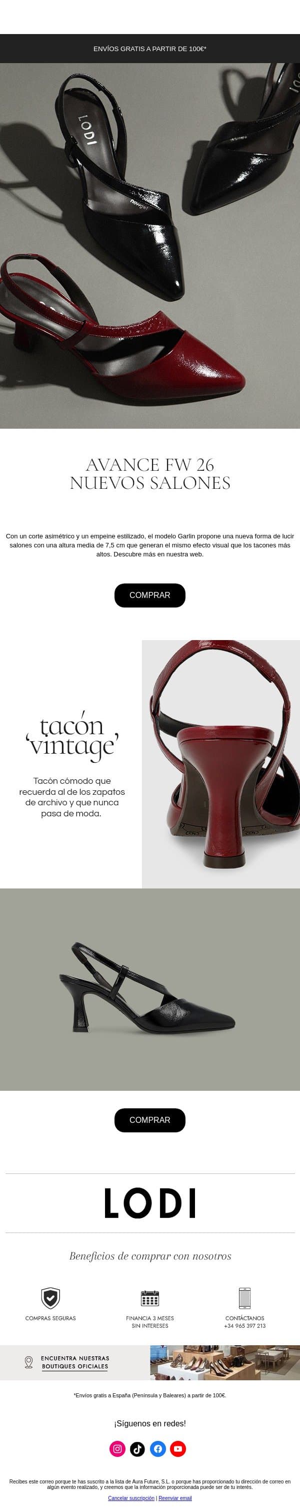 Salones de tacón sensato que estilizan email from Lodi Shoes screenshot