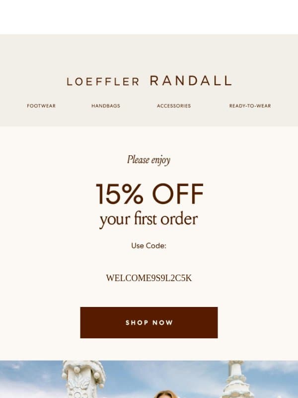 Your Welcome Code Expires Soon email from Loeffler Randall