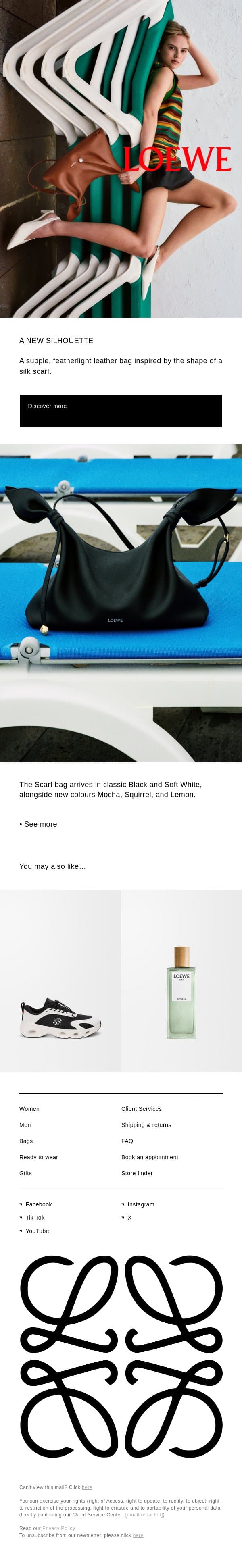 Scarf email from Loewe screenshot
