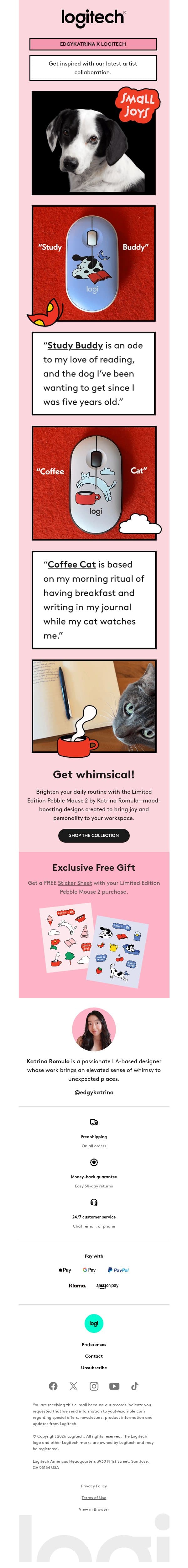 A mood booster for your desk 🐶🐱 email from Logitech screenshot