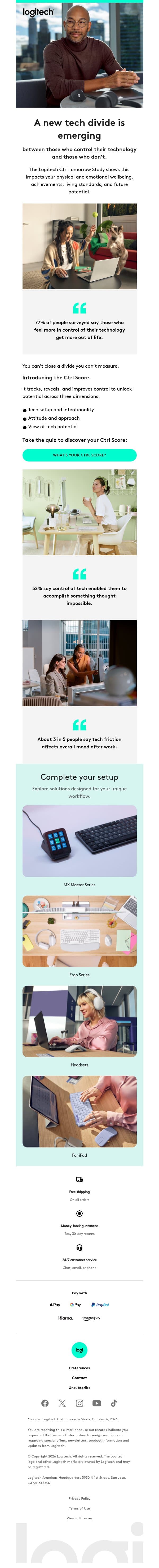 Why control is the new tech currency email from Logitech screenshot