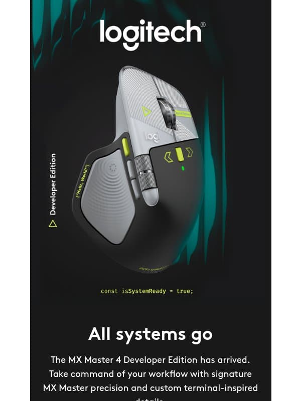The MX Master 4 Developer Edition is here email from Logitech