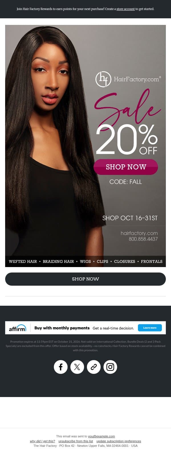Are You Fall Ready? It's All 20% Off 🍁 email from LOHLA SPORT screenshot