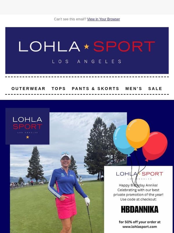 🎉 Final Day to Celebrate email from LOHLA SPORT