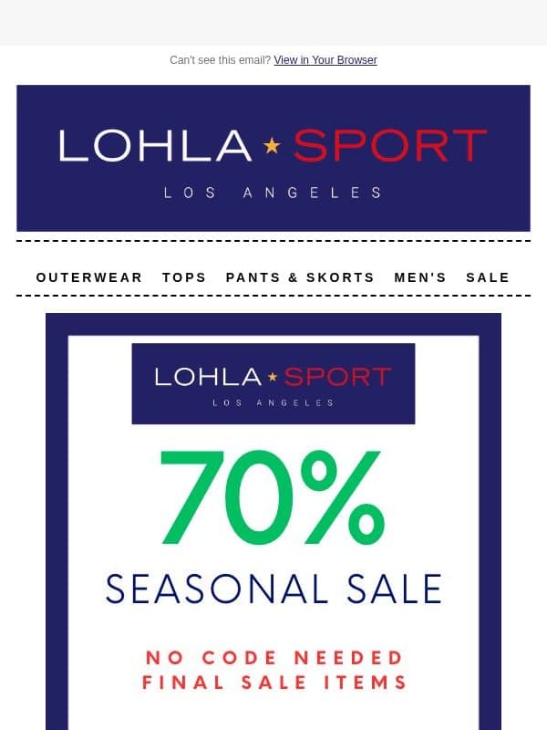 TEED UP ⛳ 70% OFF email from LOHLA SPORT