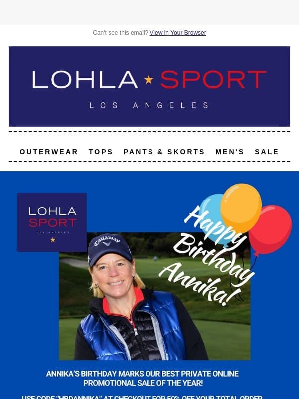 🎈🌸 HAPPY BIRTHDAY ANNIKA 🎉🎈 email from LOHLA SPORT