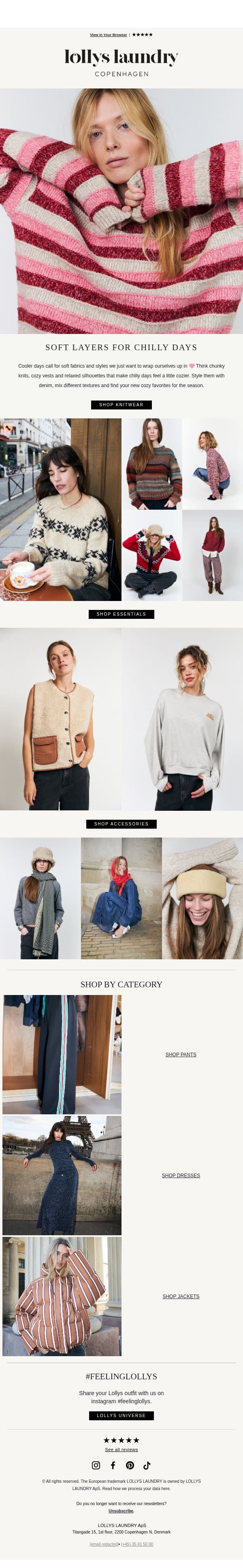 COZY SEASON IS HERE 🫶🏻 email from Lollys Laundry screenshot