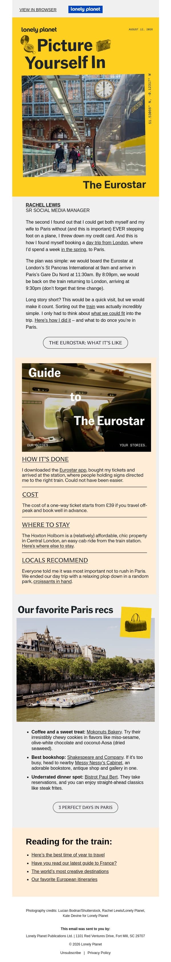 Our favorite 2-hour train ride in Europe email from Lonely Planet screenshot