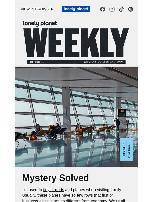Why Airlines Make You Gate-Check Your Bag email from Lonely Planet