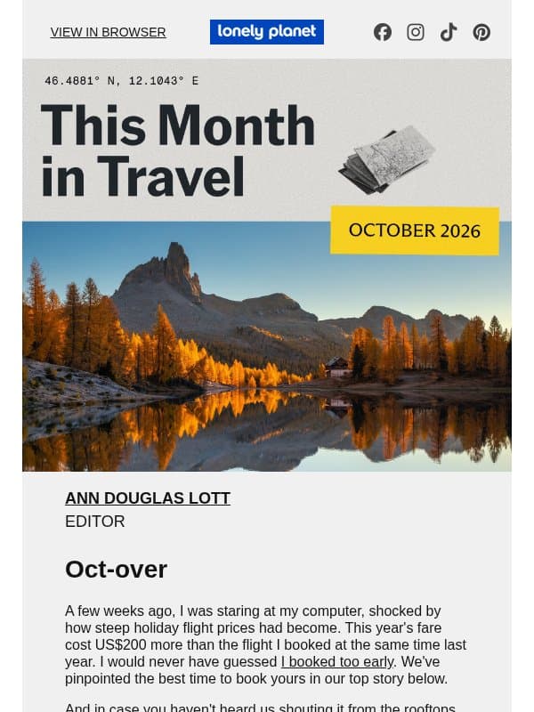 October Highlights: Holiday Flights, Festive Hotels and More email from Lonely Planet