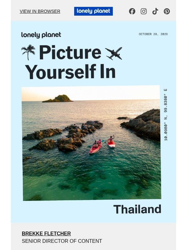 Never Too Late to Get Away email from Lonely Planet
